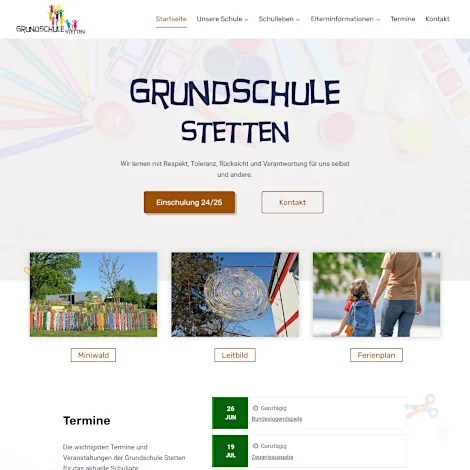 Screenshot der Website Grundschule Stetten